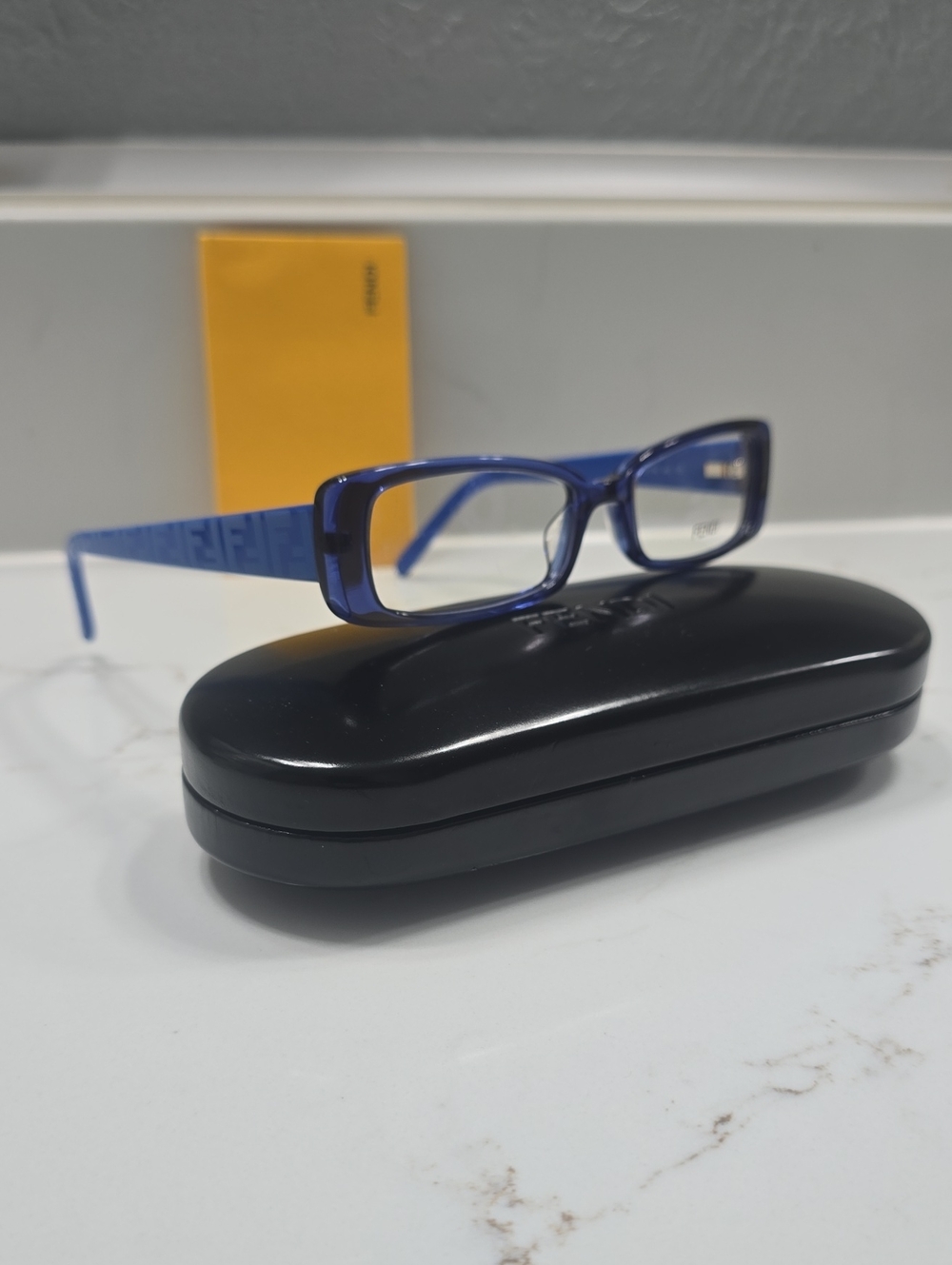Blue Rectangular Fashion Eyeglasses